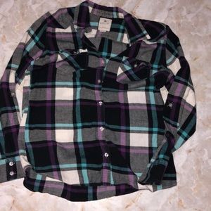 Black purple and blue flannel